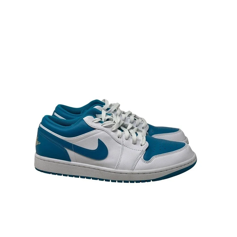 Nike Air Jordan 1 Low Aquatone 553558-174 White Blue Gold Men's Size 11 sneaker